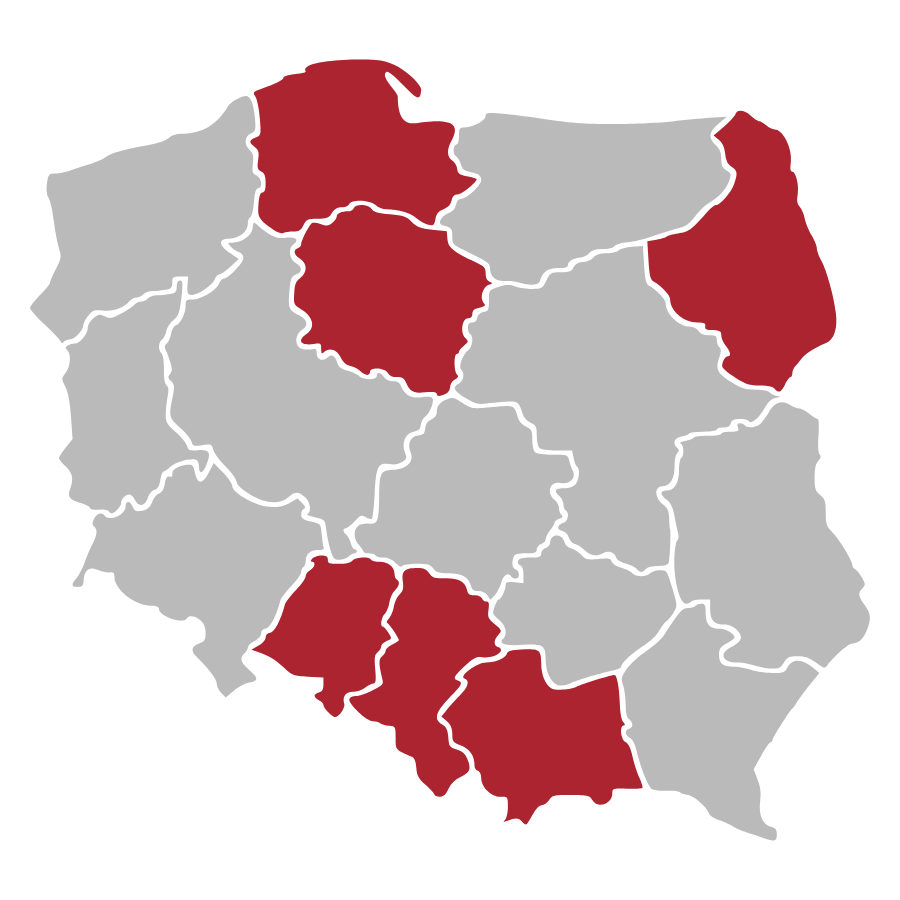 Mapa z podziałem na województwa, Corsan.pl