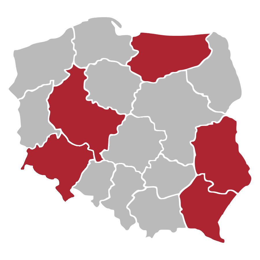 Mapa z podziałem na województwa, Corsan.pl