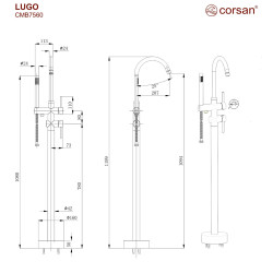 Wannowa bateria wolnostojąca Corsan LUGO CMB7535