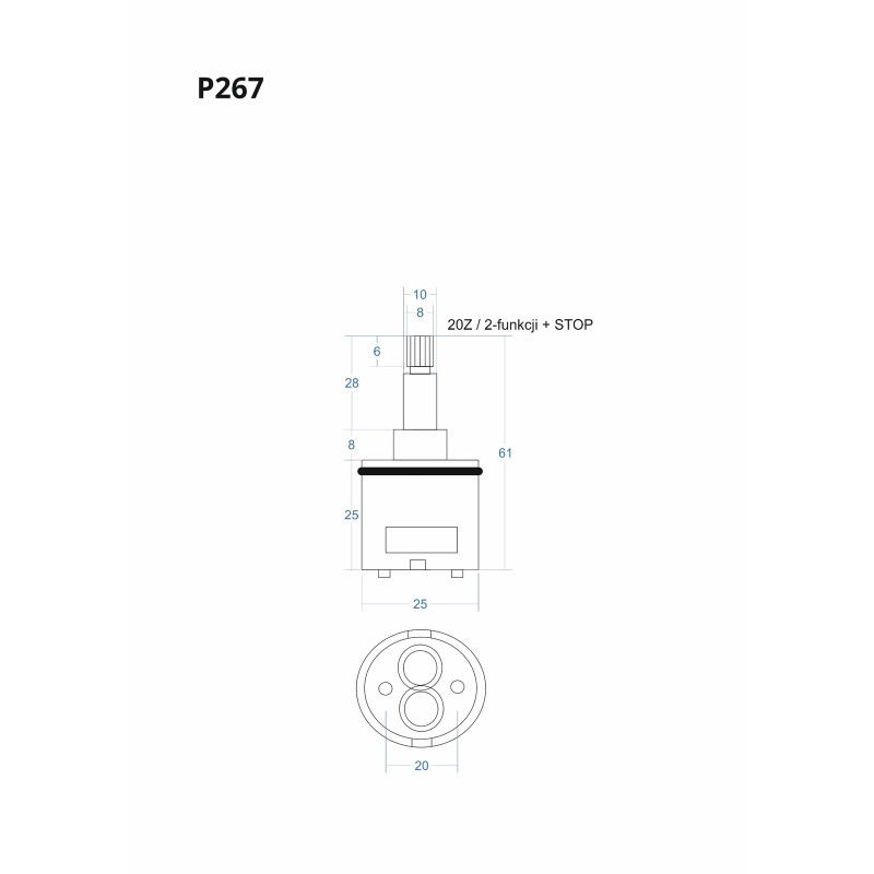 Głowica 2-funkcyjna + STOP 61 mm P267 | Corsan