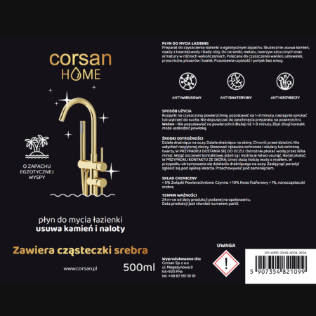 Corsan Home Płyn do mycia 500 ml | Usuwa kamień i osad z wody