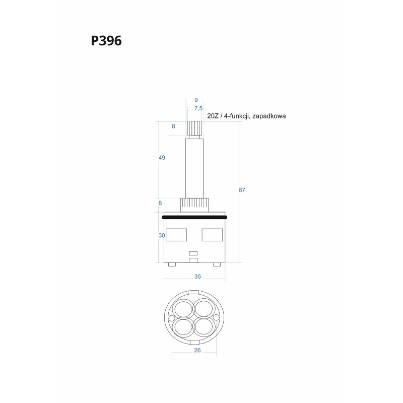 Čtyřfunkční západková kartuše 87 mm P396