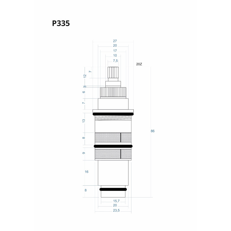 Termostatická kartuše 86 mm P335