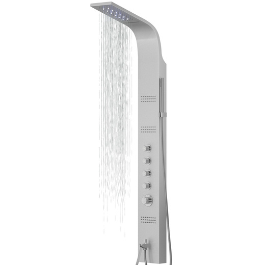 Panel prysznicowy Corsan LED KASKADA Termostat Srebrny Deszczownica LED Wylewka