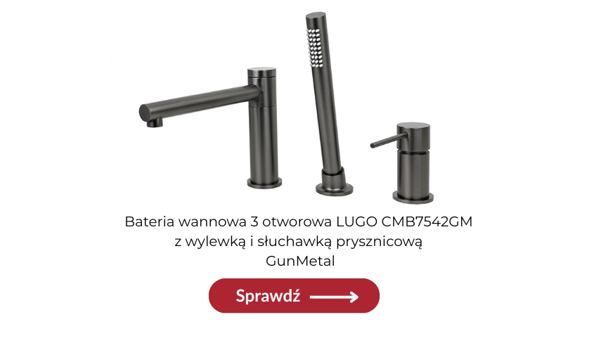 bateria wannowa otworowac do montażu, kolor gunmetal/grafit/titanium/antracyt