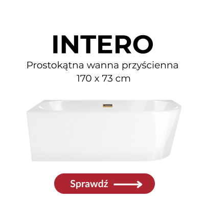 wanna prostokątna ze złotym wykończeniem 