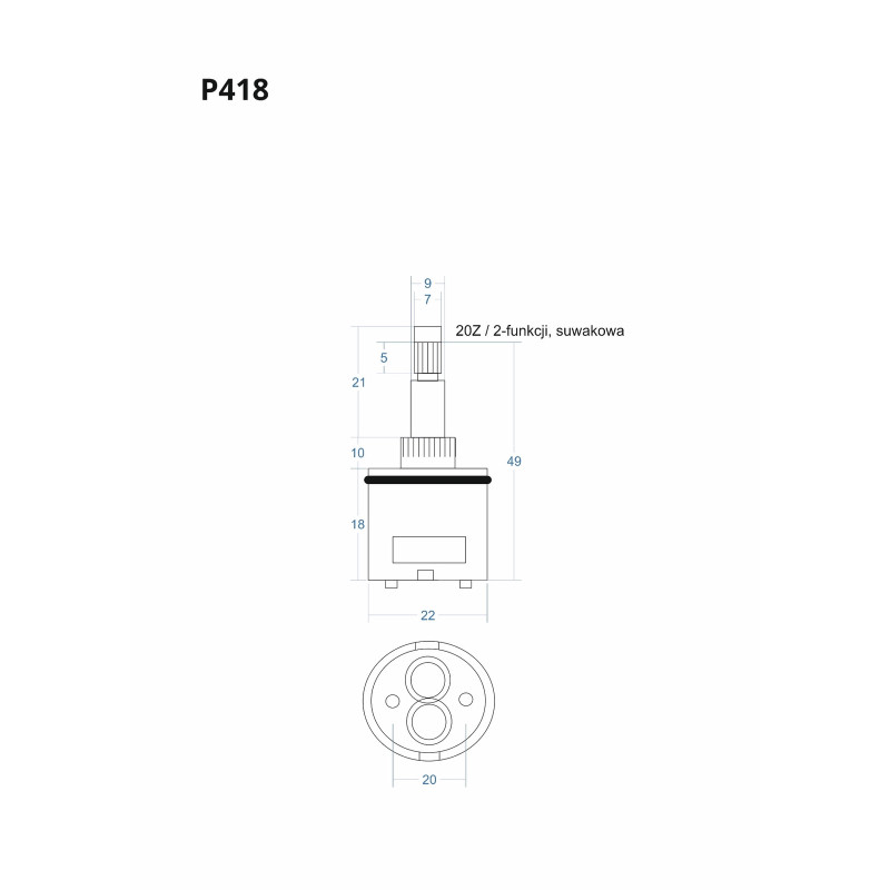 Zweifunktions‑Schiebekartusche 49 mm P418