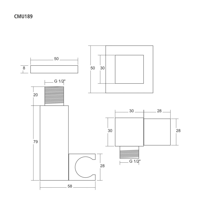 Handbrause‑Halter CMU189 mit Anschluss