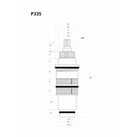 Thermostatkartusche 86 mm P335