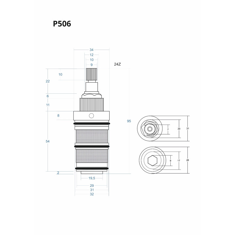 Thermostatkartusche für Unterputzarmatur 95 mm P506