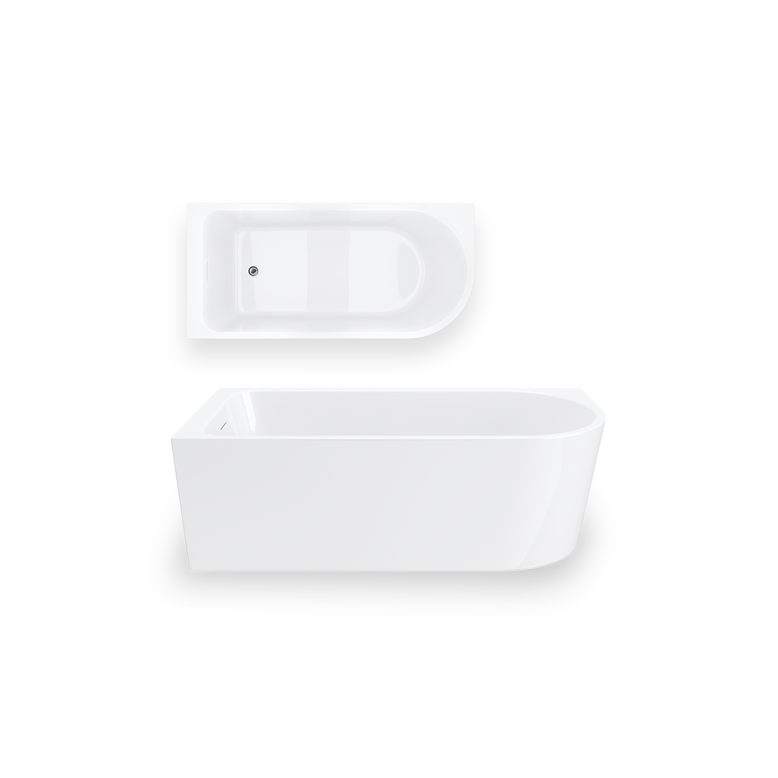 Eckbadewanne INVELIA V220 links zur Montage mit Duschwand