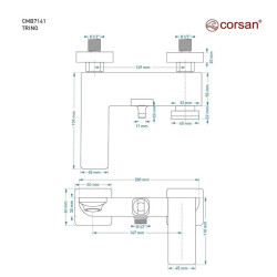 Bateria wannowa ścienna Corsan TRINO CMB7141