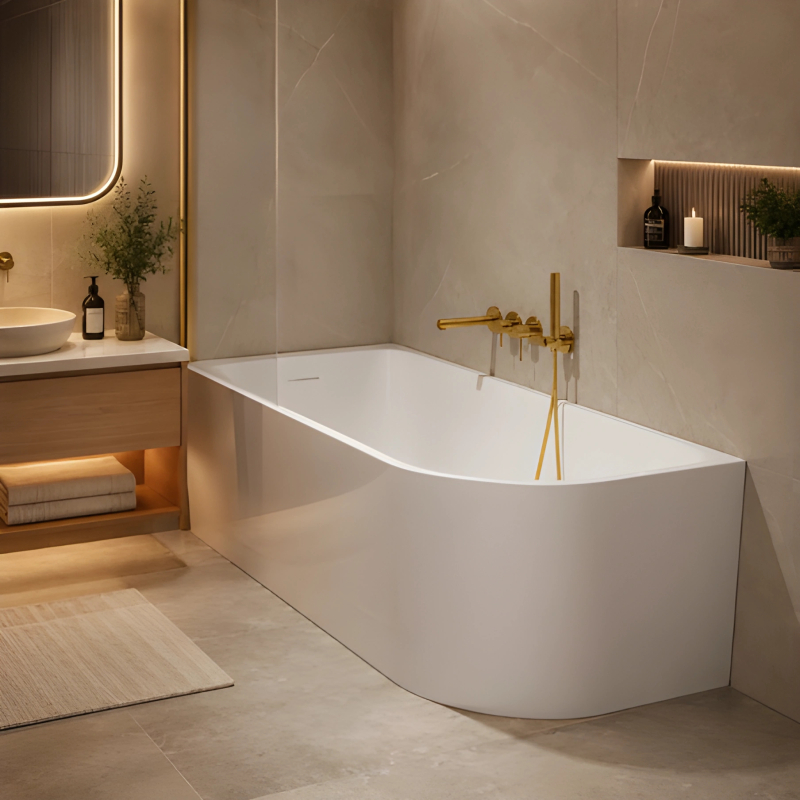 Eckbadewanne INVELIA V220 links zur Montage mit Duschwand