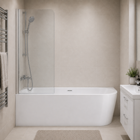 Eckbadewanne INTERO E240 mit breitem Rand, links