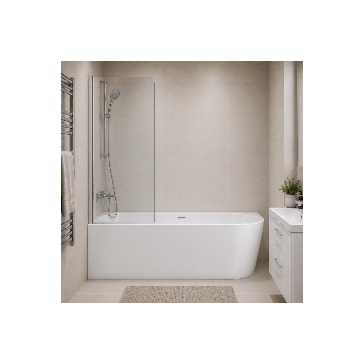 Eckbadewanne INTERO E240 mit breitem Rand, links
