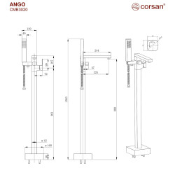 Freistehende Badewannenarmatur ANGO CMB3020