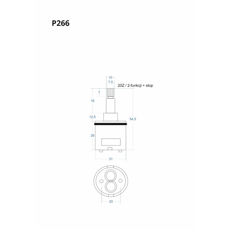 P266 2‑Function Mixer Cartridge with Stop