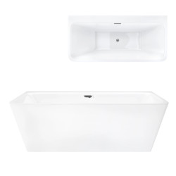 ISEO E019 Freestanding Back‑to‑Wall Bathtub with Wide Rim