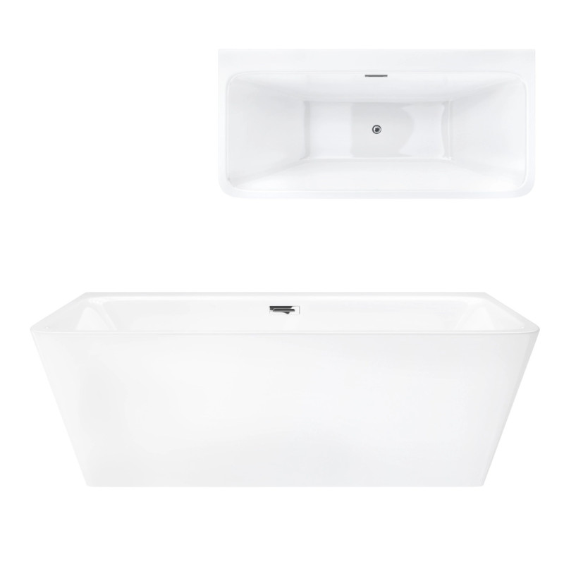 ISEO E019 Freestanding Back‑to‑Wall Bathtub with Wide Rim