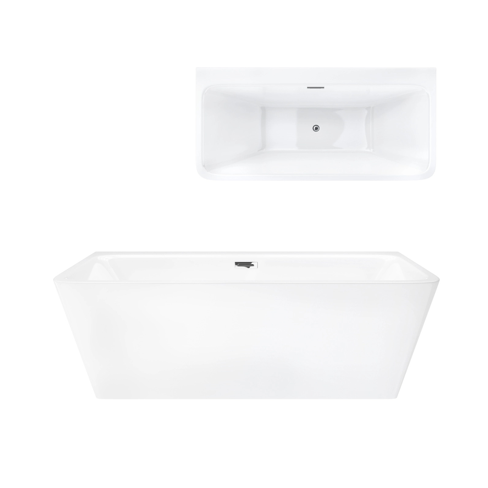 ISEO E019 Freestanding Back‑to‑Wall Bathtub with Wide Rim