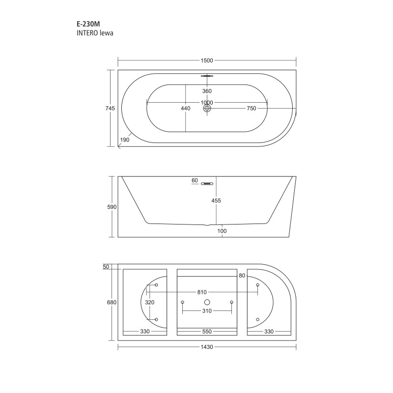INTERO E230 Left Corner Bathtub