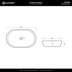 OLVENA UC5566 Oval Countertop Basin 60×40×15 cm