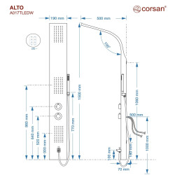 ALTO LED Aluminium Shower Panel