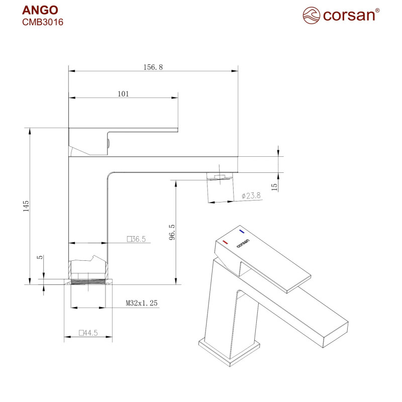 ANGO CMB3016 Basin Mixer Tap