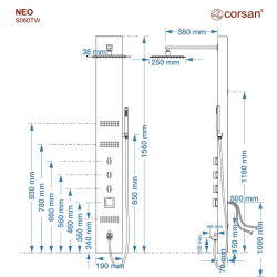 NEO LED Steel Shower Panel