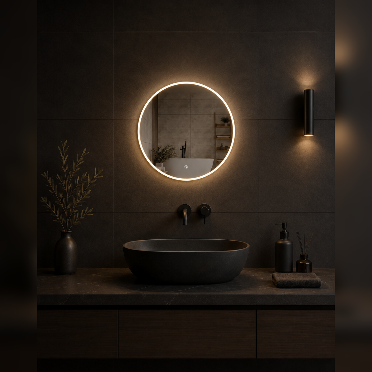TONDO 60 cm LED Mirror, Round