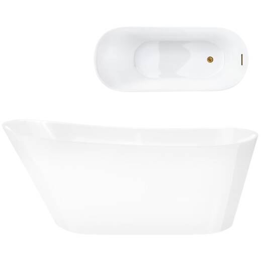 Corsan ESTELLA freestanding bathtub 170 x 74 cm click-clack plug Gold