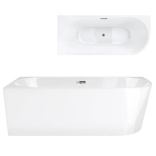 Corsan INTERO freestanding corner bathtub 150 x 74.5 Left-hand installation click-clack plug Chrome