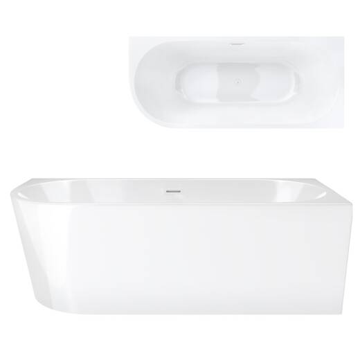 Corsan INTERO freestanding corner bathtub 160 x 74 Right-hand installation click-clack plug White