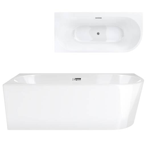 Corsan INTERO freestanding corner bathtub 160 x 74 with a wide edge Left-hand installation click-clack plug Chrome