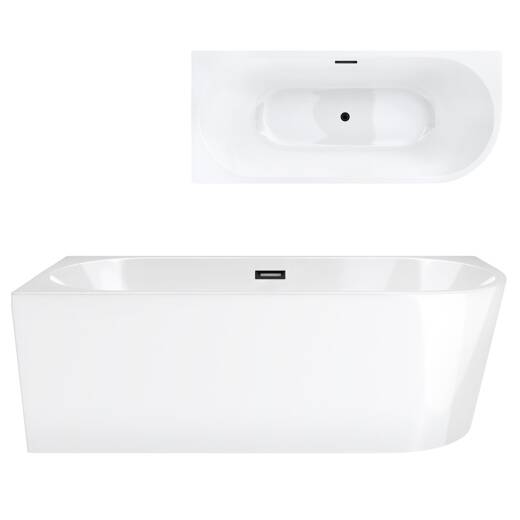 Corsan INTERO freestanding corner bathtub 160 x 75 Left-hand installation click-clack plug Black