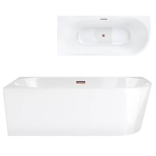 Corsan INTERO freestanding corner bathtub 160 x 75 Left-hand installation click-clack plug Copper / Rose Gold