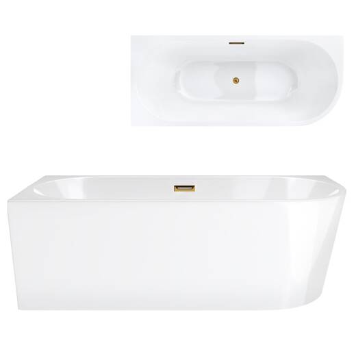 Corsan INTERO freestanding corner bathtub 160 x 75 Left-hand installation click-clack plug Gold