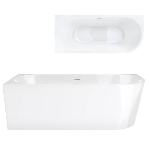 Corsan INTERO freestanding corner bathtub 160 x 75 Left-hand installation click-clack plug White