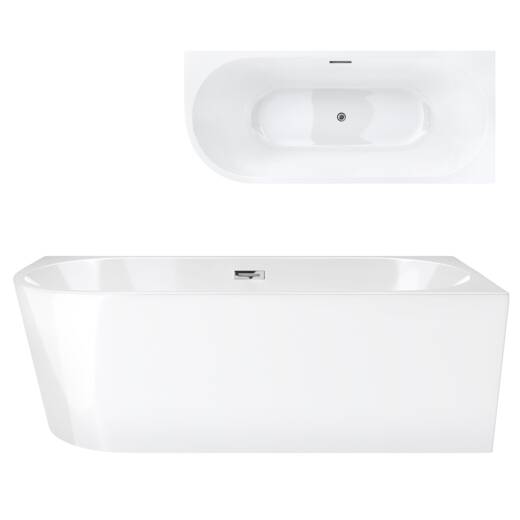 Corsan INTERO freestanding corner bathtub 160 x 75 Right-hand installation click-clack plug Chrome