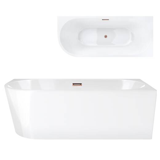 Corsan INTERO freestanding corner bathtub 160 x 75 Right-hand installation click-clack plug Copper / Rose Gold