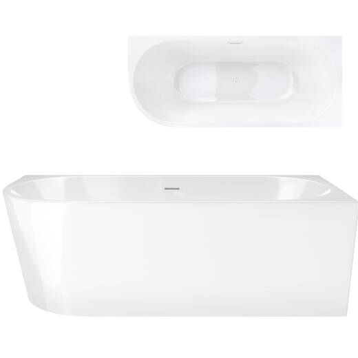 Corsan INTERO freestanding corner bathtub 170 x 73 Right-hand installation click-clack plug White