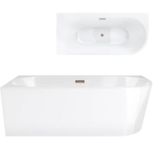 Corsan INTERO freestanding corner bathtub 170 x 80 with a wide edge Left-hand installation click-clack plug Copper / Rose Gold