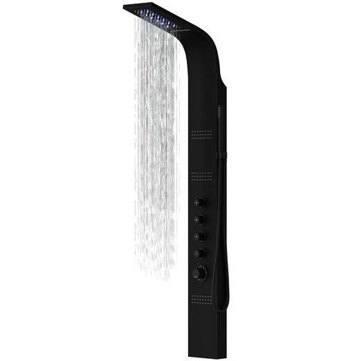 Corsan LED CASCADE shower panel Thermostat Black LED rain shower