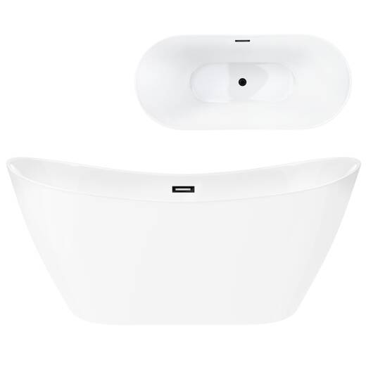 Corsan NAUTI freestanding bathtub 170 x 77 cm click-clack plug Black