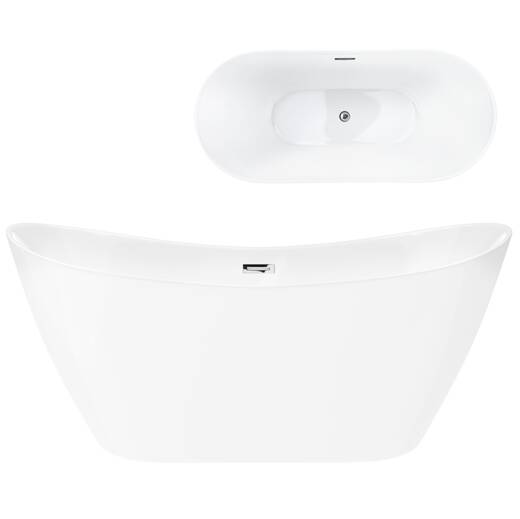 Corsan NAUTI freestanding bathtub 170 x 77 cm click-clack plug Chrome