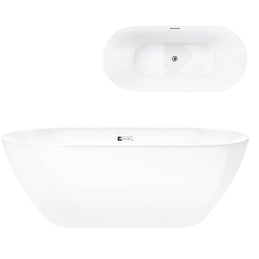 Corsan OLVENA freestanding bathtub 170 x 75 cm click-clack plug Chrome