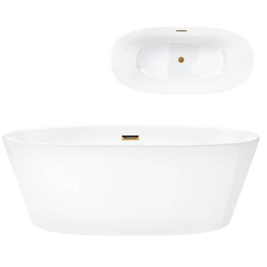 Corsan SALINA freestanding bathtub 170 x 72 cm click-clack plug Gold