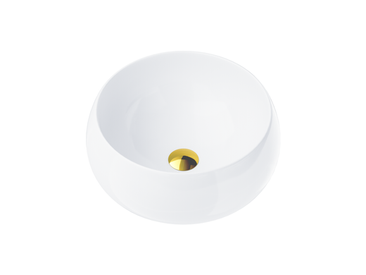 Countertop washbasin Corsan 649926 round 400x400x160 cm with Klik-Klak gold stopper