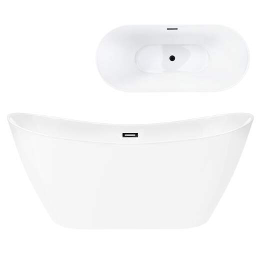 Freestanding bathtub Corsan NAUTI 160 x 75 cm click-clack plug Black