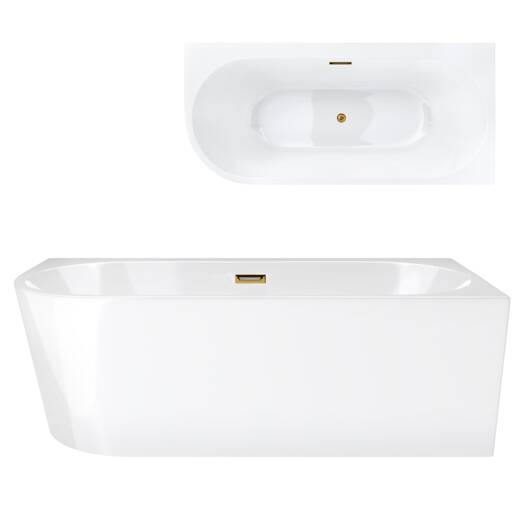 Freestanding corner bathtub Corsan INTERO 150 x 74.5 Right-hand installation Click-clack Gold
